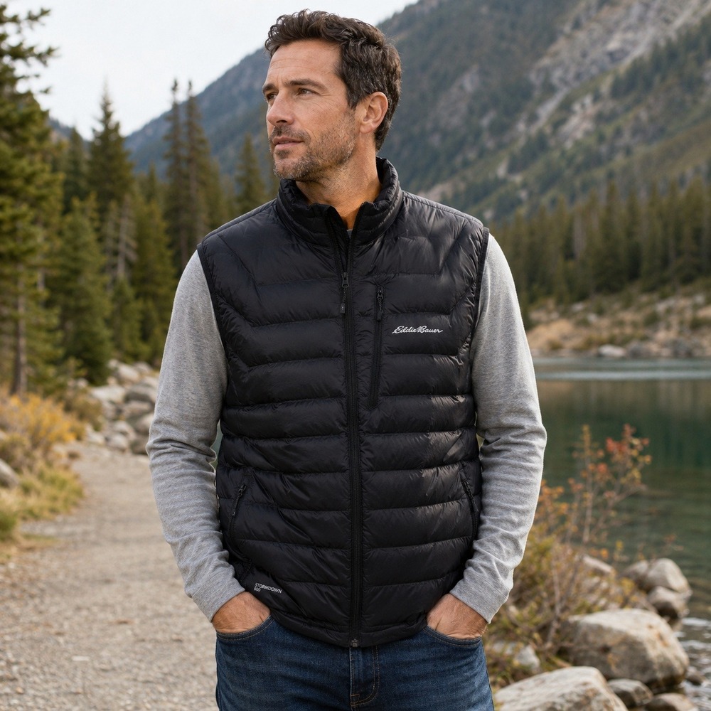 Eddie Bauer First Ascent StormDown 800 Goose Down Puffer Vest Men 2XL Black